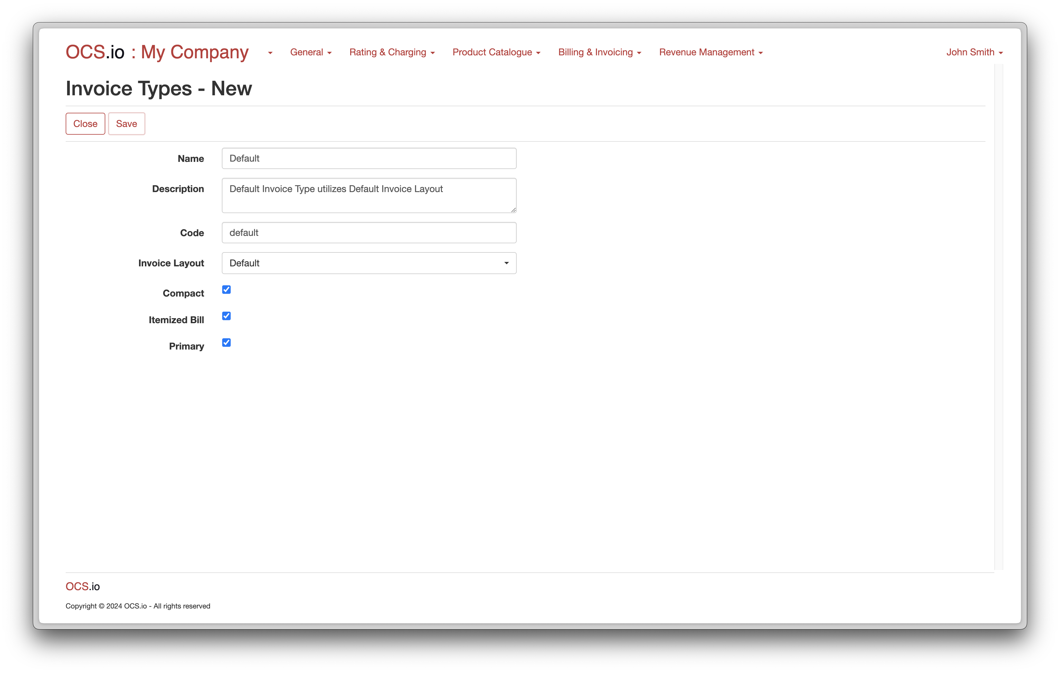 Configure Invoice Type